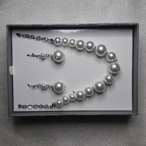 Iridescence Women Pearl Neclace Earings Set Women's Silver Tone Fashion …